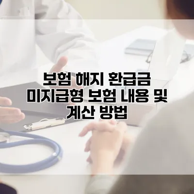 보험 해지 환급금 미지급형 보험 내용 및 계산 방법