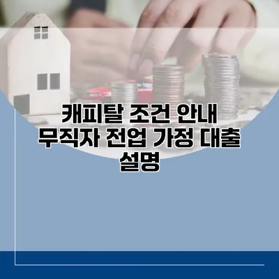 캐피탈 조건 안내 무직자 전업 가정 대출 설명