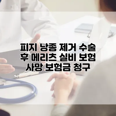 피지 낭종 제거 수술 후 메리츠 실비 보험 사망 보험금 청구