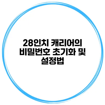 28인치 캐리어의 비밀번호 초기화 및 설정법