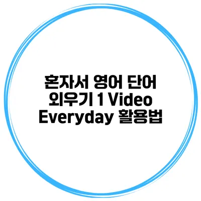 혼자서 영어 단어 외우기 1 Video Everyday 활용법